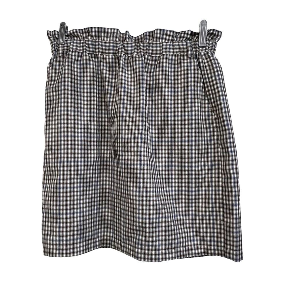 BB Dakota Steve Madden Plaid Mini Skirt M Paperbag Waist Brown Blue Pockets